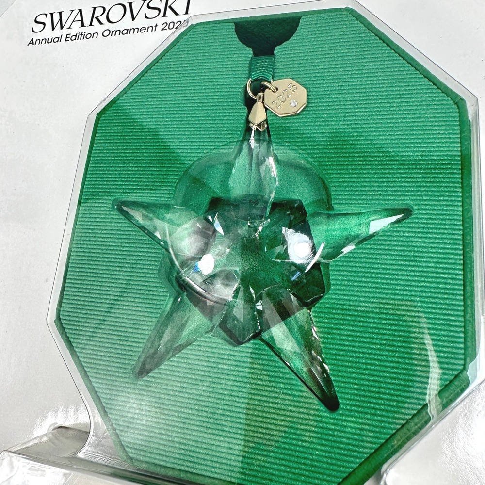 Swarovski Annual Edition 2025 Crystal‎ Star Ornament Green Ribbon NIB 2025 Tag - Picture 4 of 6